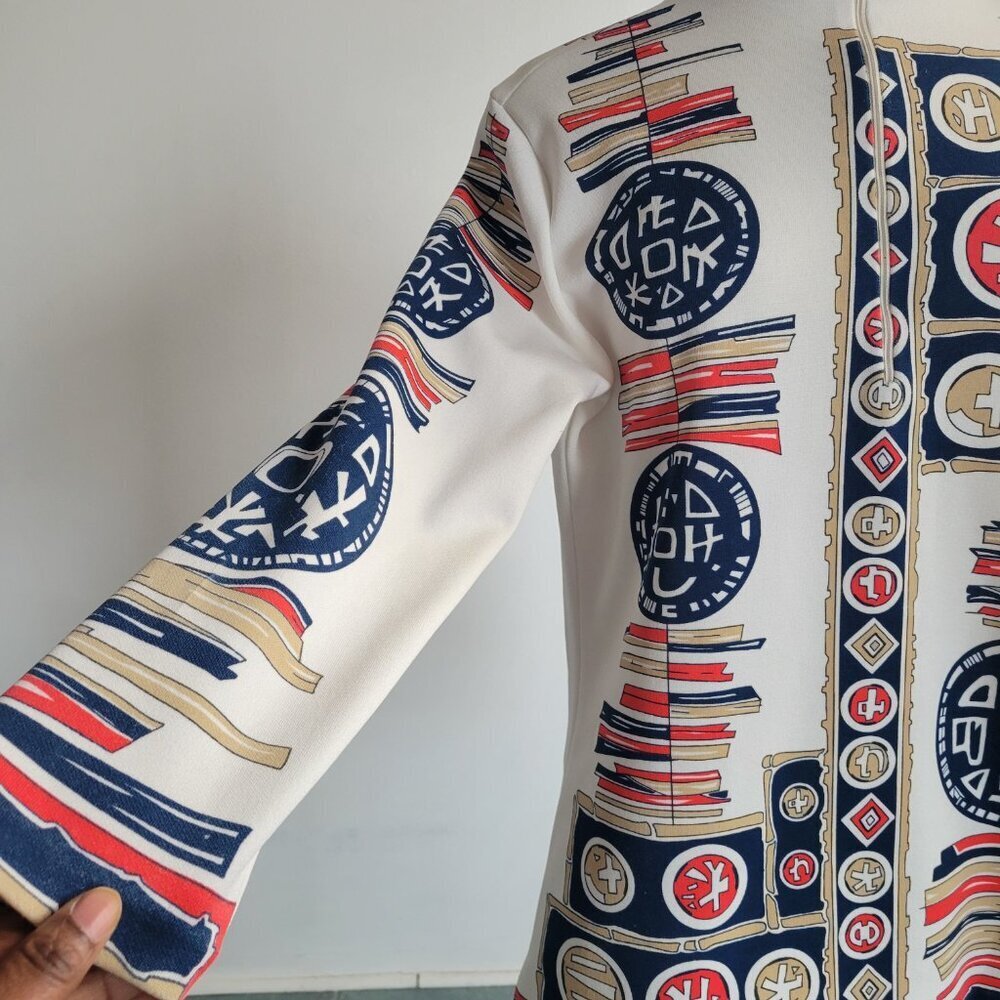 Gregg’s Girl 1970s Vintage Asian Style Print Top: Long Sleeve Knit Top - Picture 12 of 14